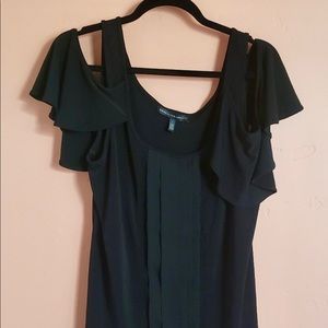 Black Dress Work Cold Shoulder Blouse WHBM